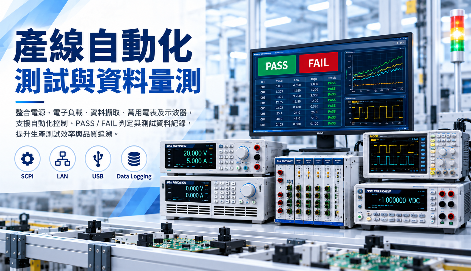 產線自動化測試與資料量測解決方案